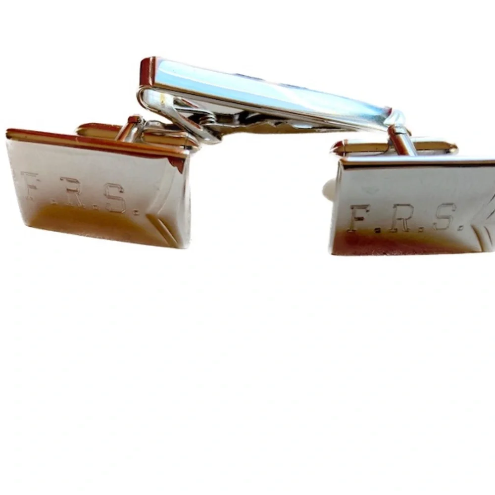 💼 SWANK F.R.S. Monogrammed Silver-Plated Set in Original Box – 1970s Vintage